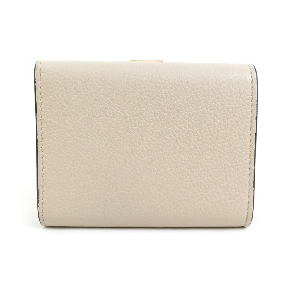 Loewe Leather Greige Anagram fold Tri Wallet